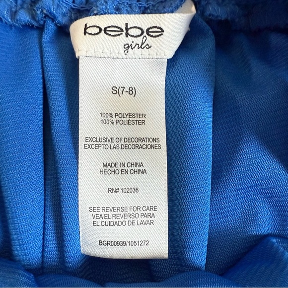 Bebe Girls Blue and White Floral Kids Romper - Picture 3 of 4